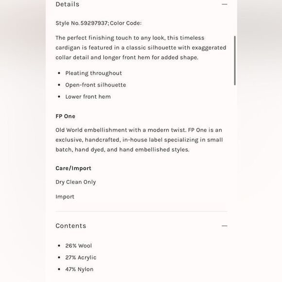 Free People One Wool Blend XS/S Laurel Cardigan - Picture 4 of 13